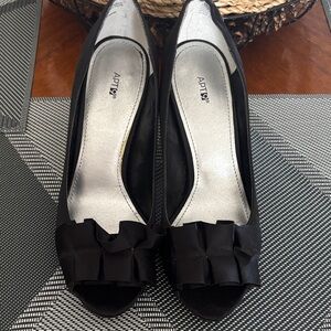 Apt. 9 Black Peep-Toe Heels with Bow Accent